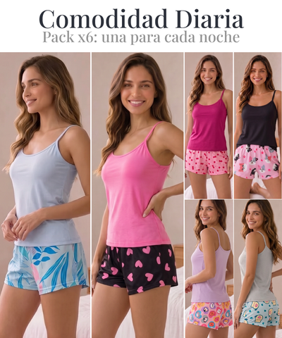 Pack X6 Pijama Short + TANGA