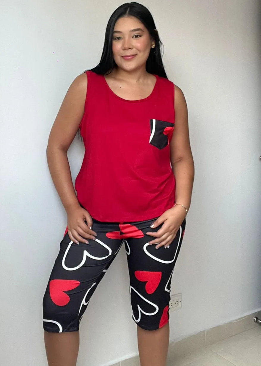 Pijamas Capri Plus Roja