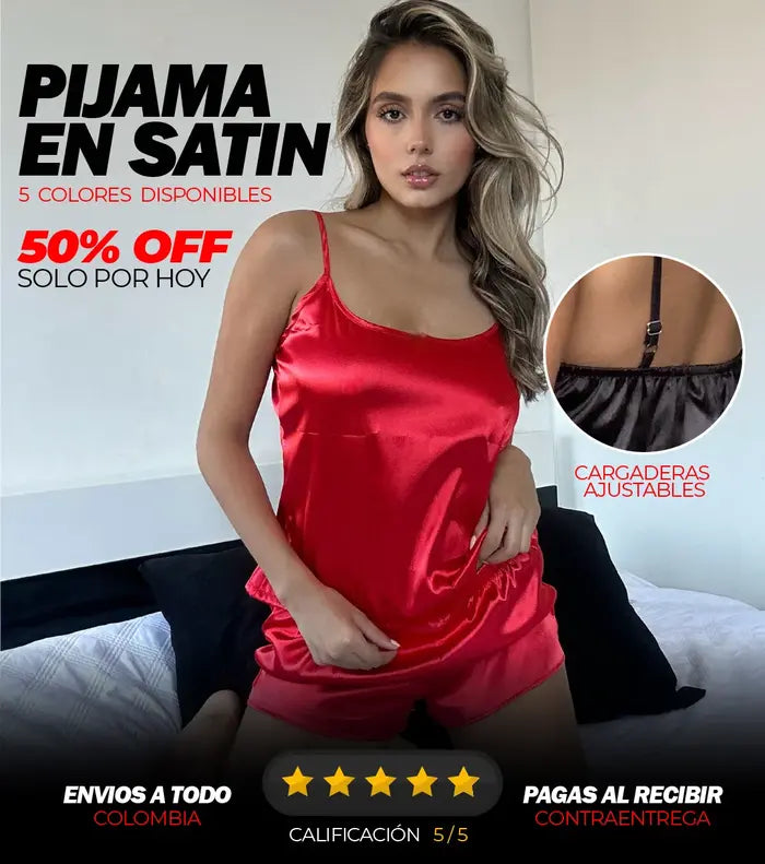 PIJAMA SATIN SHORT 🔴PACK