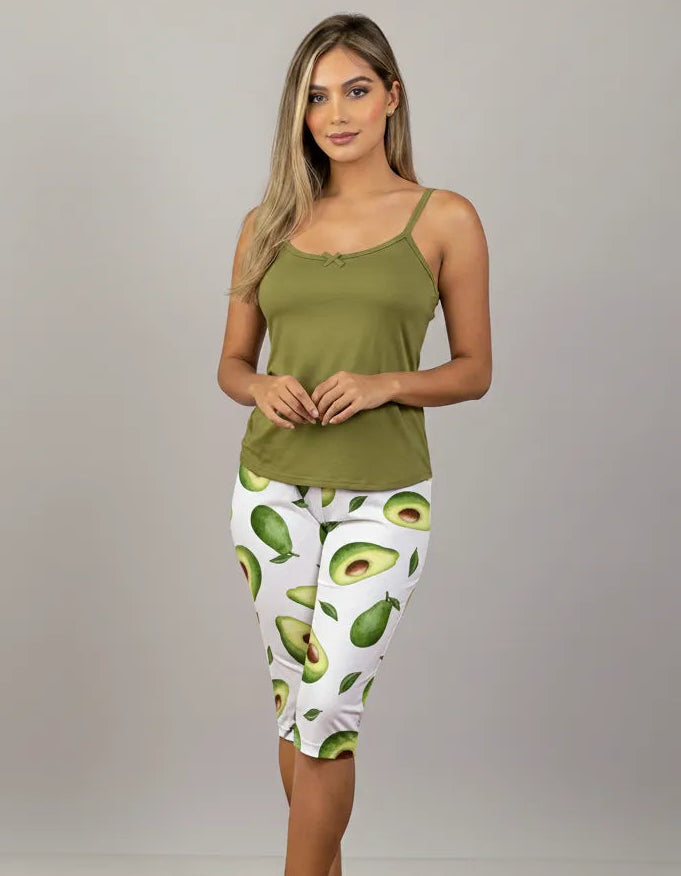 Capri Dama Estampada Oliva Aguacates