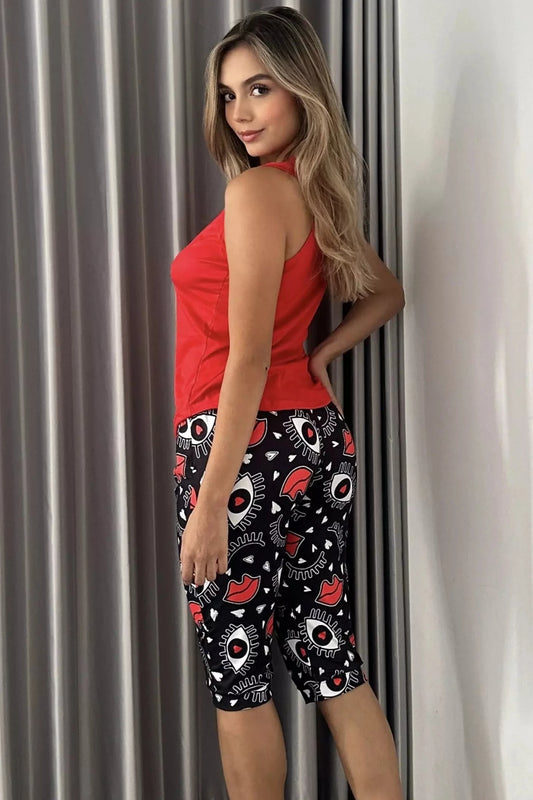 Capri Dama Estampado Roja