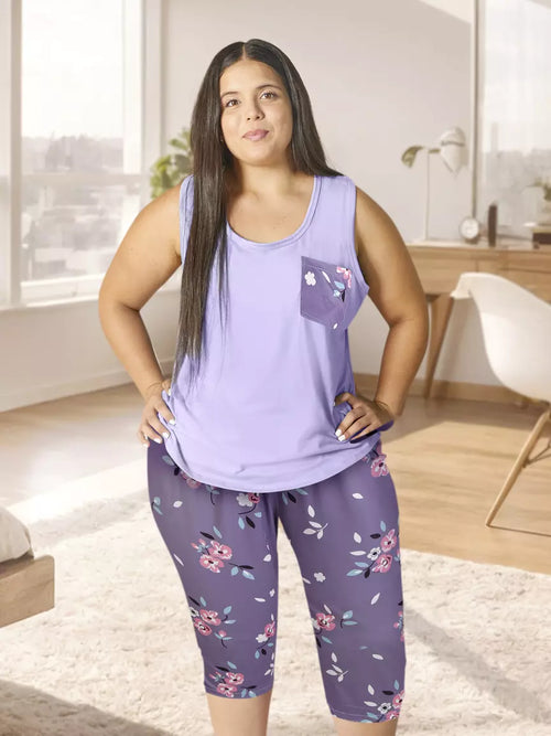 Conjuntos Pijama Capri plus Lila