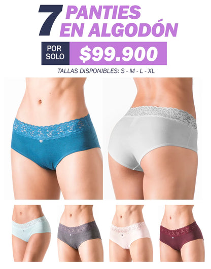 7 PANTIES CACHETERO EN ALGODON