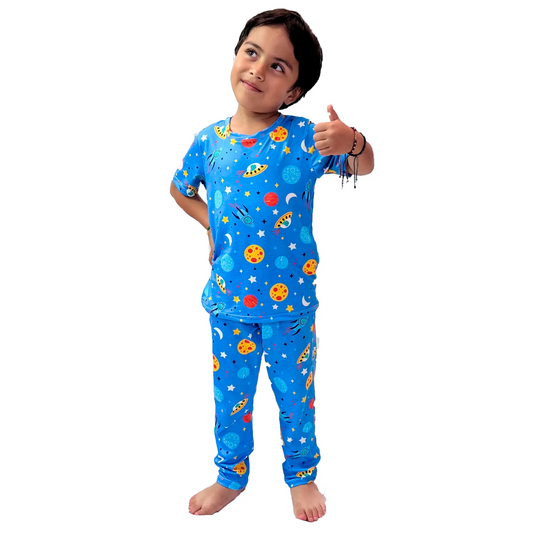 Pijama de Niño de Pantalon y Camisa Manga Corta Planetas