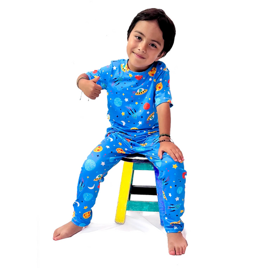 Pijama de Niño de Pantalon y Camisa Manga Corta Planetas