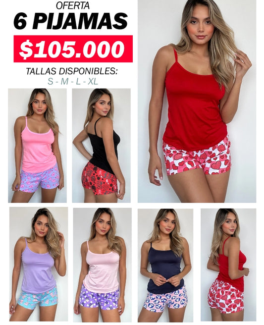 6 PIJAMAS EN SHORT -50% OFF