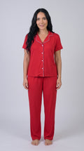 Pijama de botones con pantalón color rojo