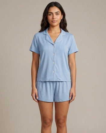 Pijama Unicolor Short Celeste
