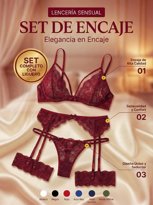 Conjuntos + Ligueros Color Vino Tinto