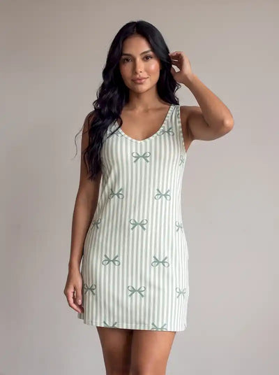 Batola Dama Estampada Rayas y Moños Verde