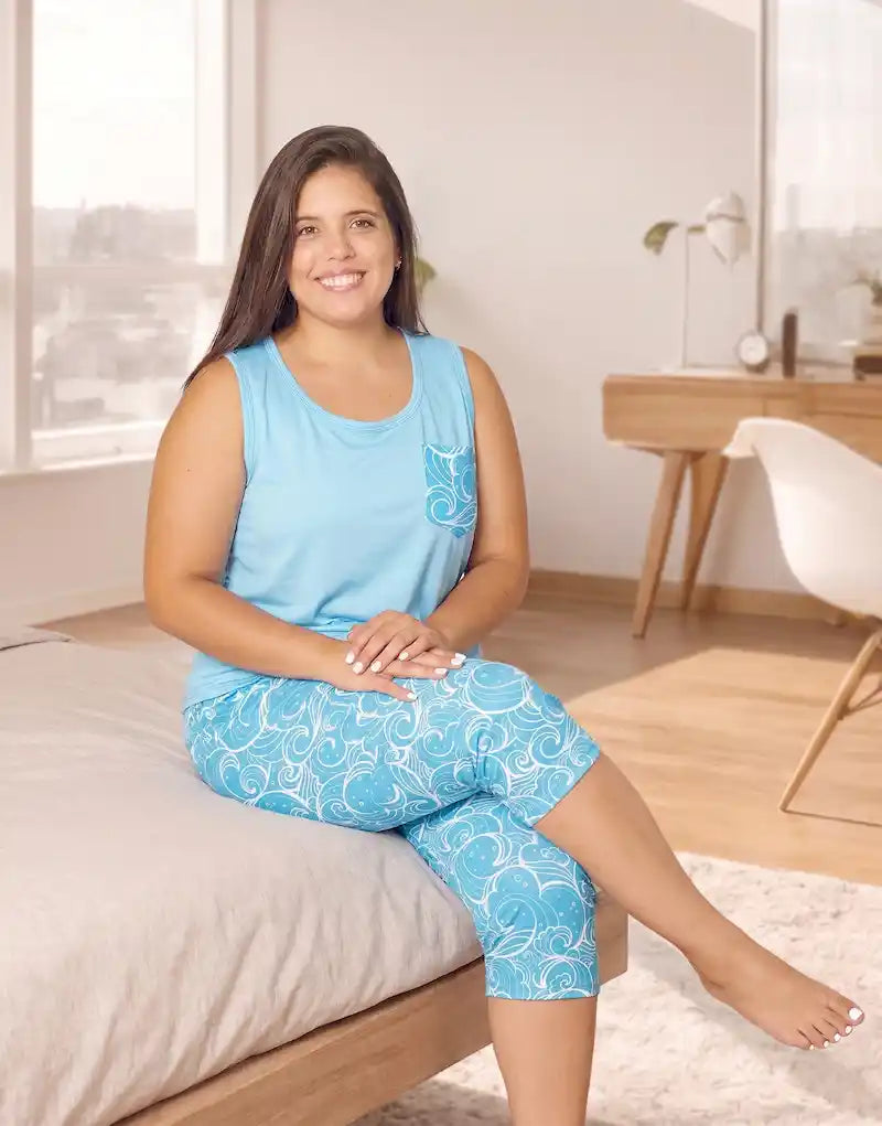 Conjunto Capri Plus Turquesa Olas