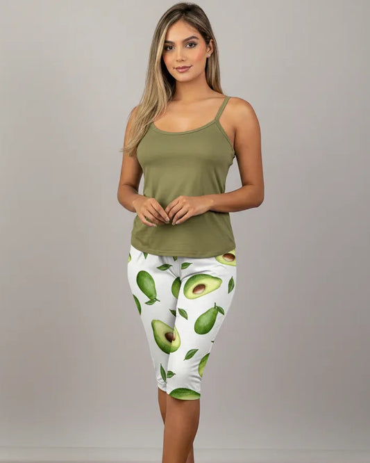 Capri Dama Estampada Oliva Aguacates
