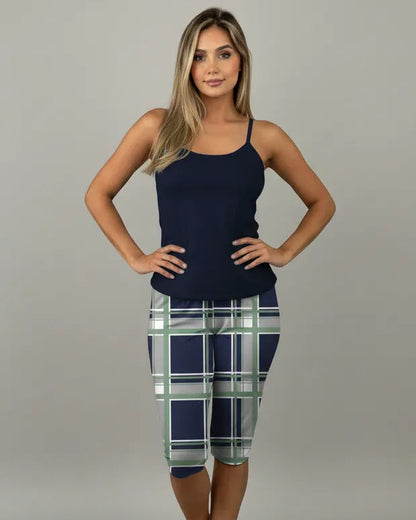 Capri Dama Estampada Azul Oscura