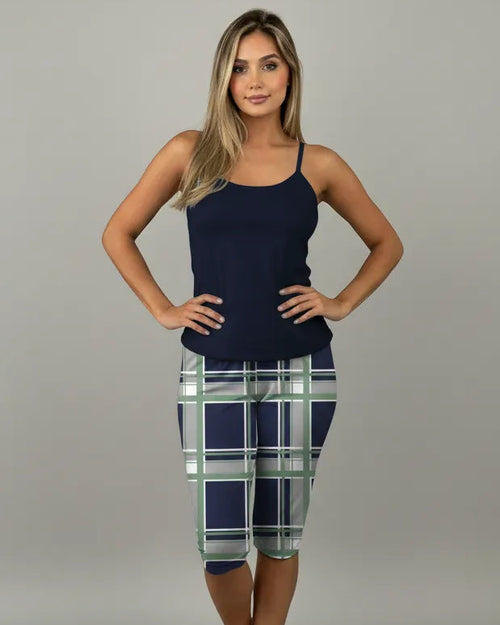 Capri Dama Estampada Azul Oscura