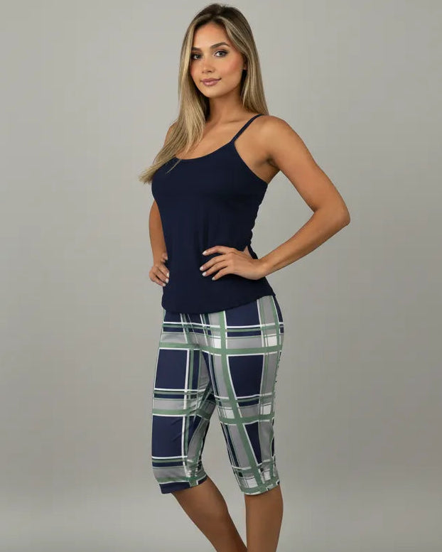 Capri Dama Estampada Azul Oscura