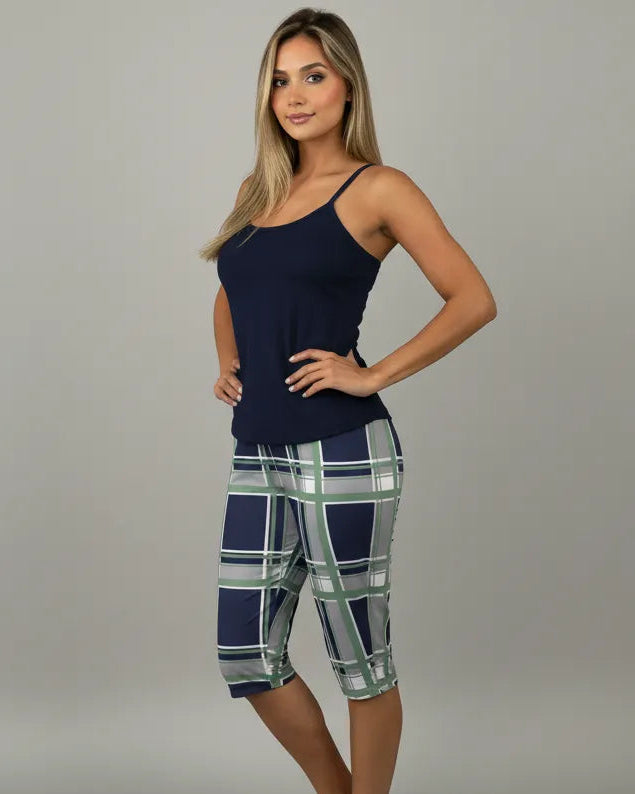 Capri Dama Estampada Azul Oscura