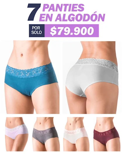 7 PANTIES CACHETERO EN ALGODON